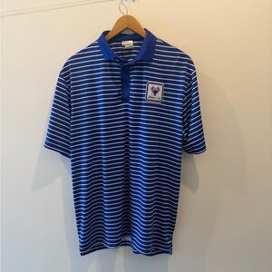 Blue Striped Men's Golf Polo Shirt L